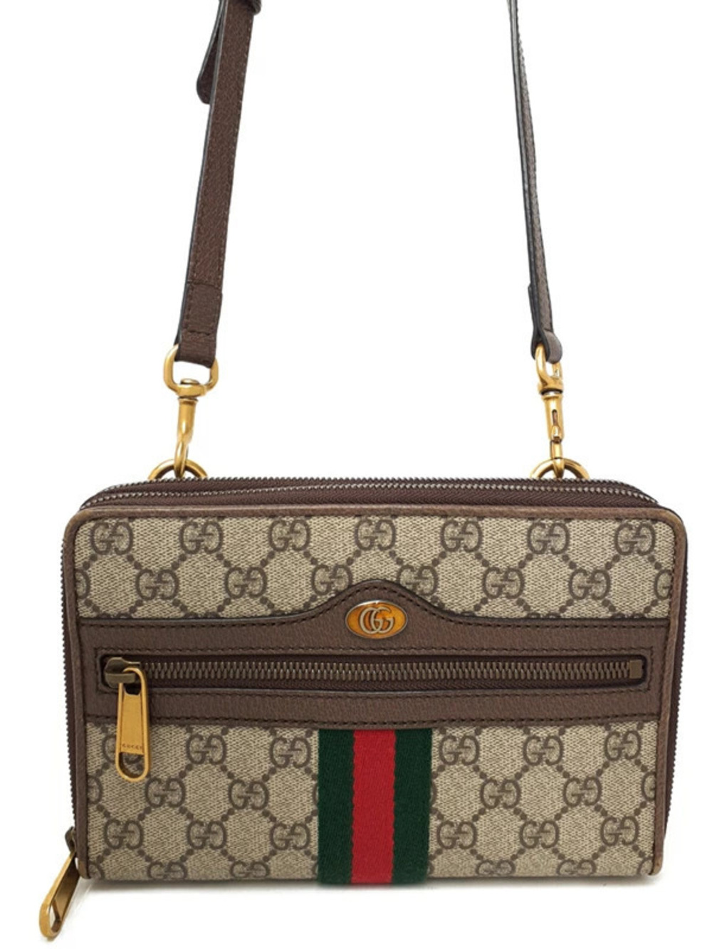 Gucci Ophidia GG Supreme Bag front zipper Web Brown